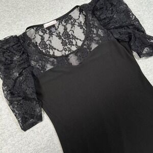 Wet Seal mini Dress Womens Medium Black Whimsigoth Vamp Y2K Puff Sleeve‎